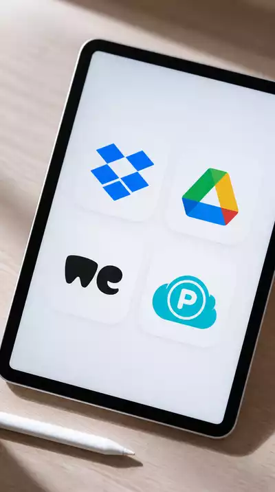 Digital interface showcasing various file transfer service logos